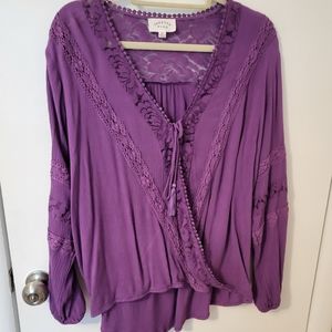 Purple Lace detail cross top